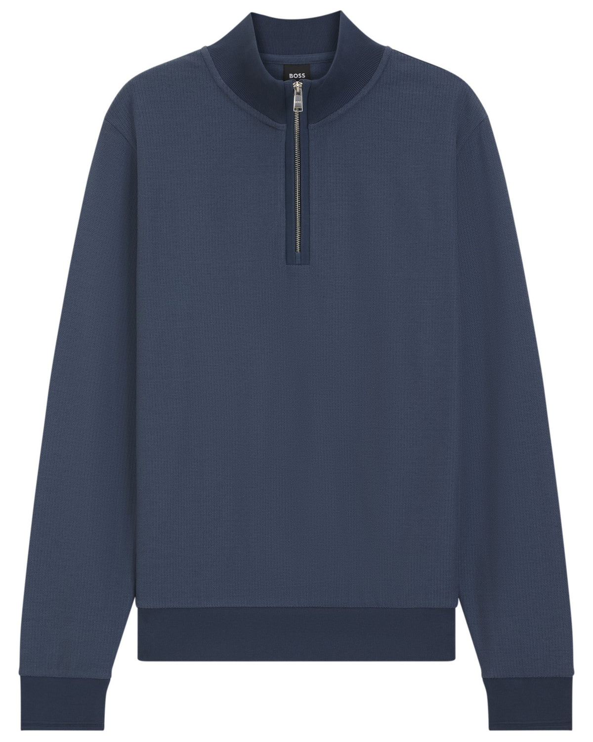 Boss Quarter-zip sweatshirt in a cotton blend - Blue