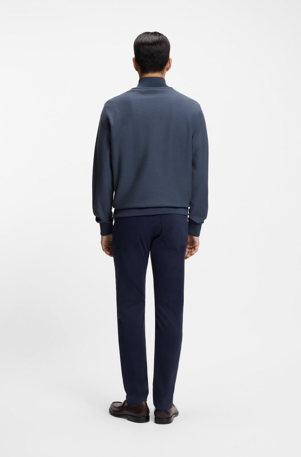 Boss Quarter-zip sweatshirt in a cotton blend - Blue