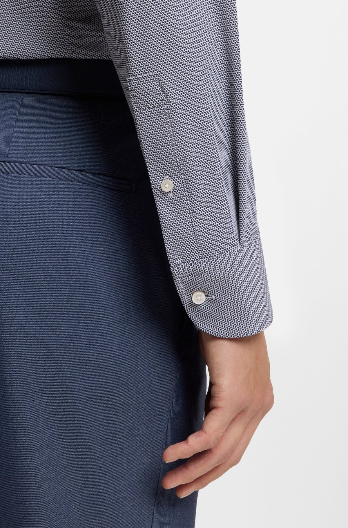 Boss Slim-fit shirt in structured performance-stretch fabric - Navy