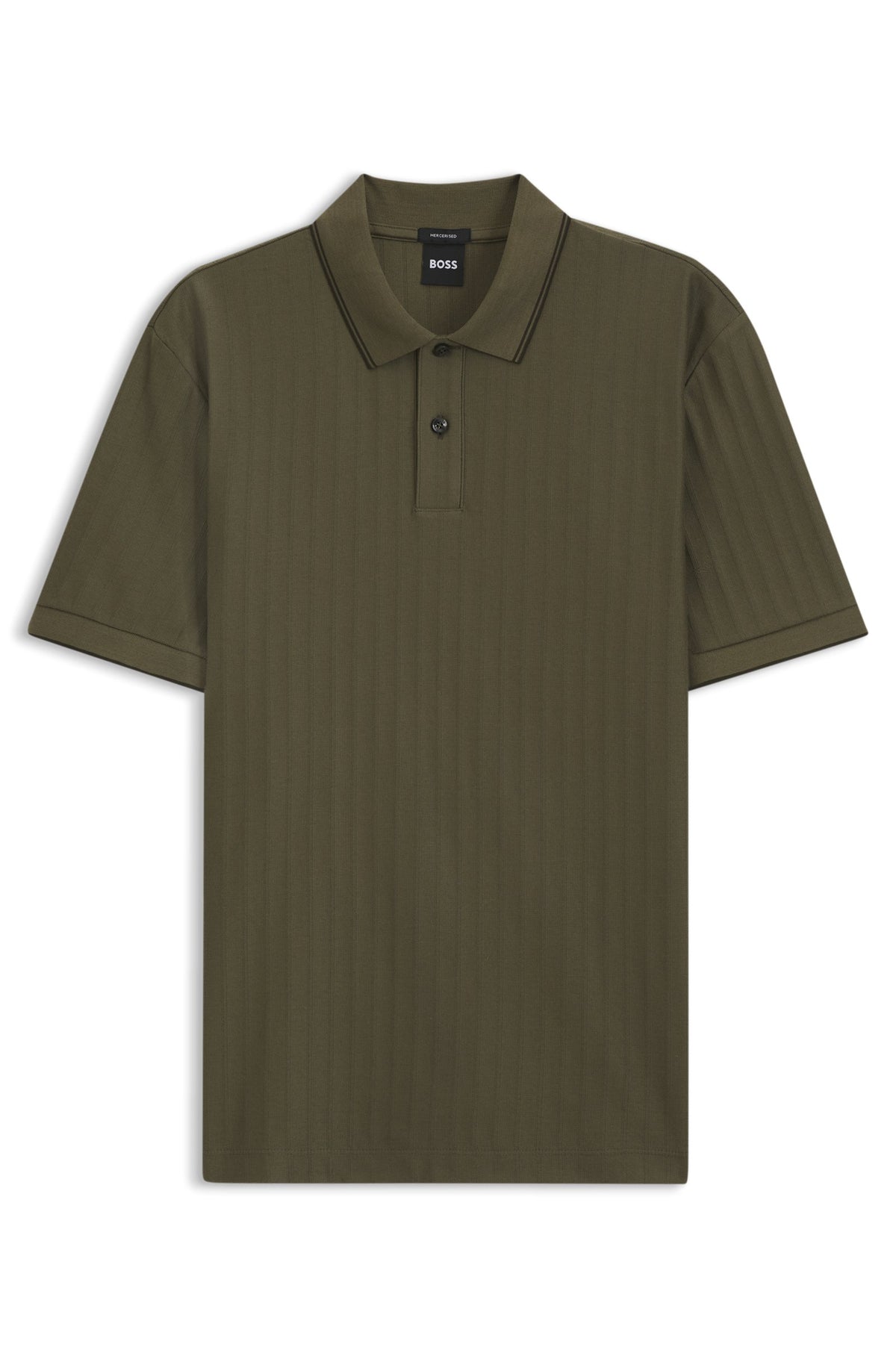 Boss Striped cotton polo shirt with tipping - Green
