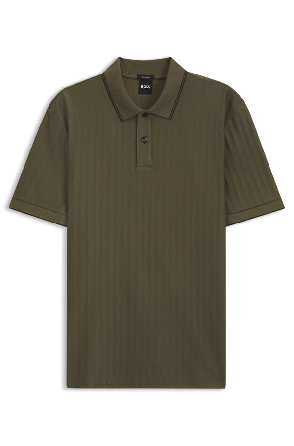 Boss Striped cotton polo shirt with tipping - Green