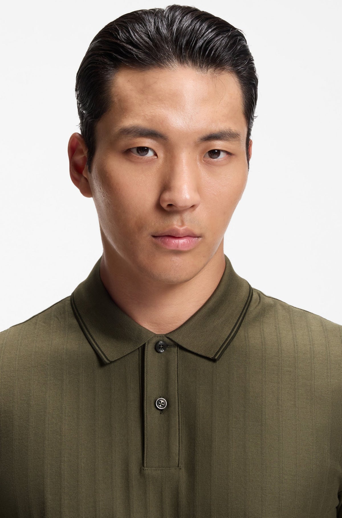 Boss Striped cotton polo shirt with tipping - Green
