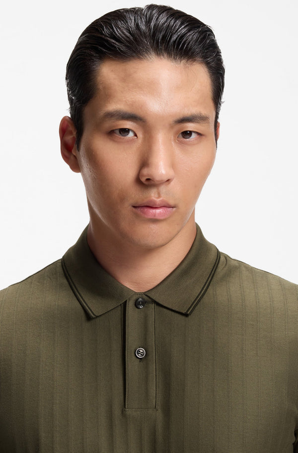 Boss Striped cotton polo shirt with tipping - Green