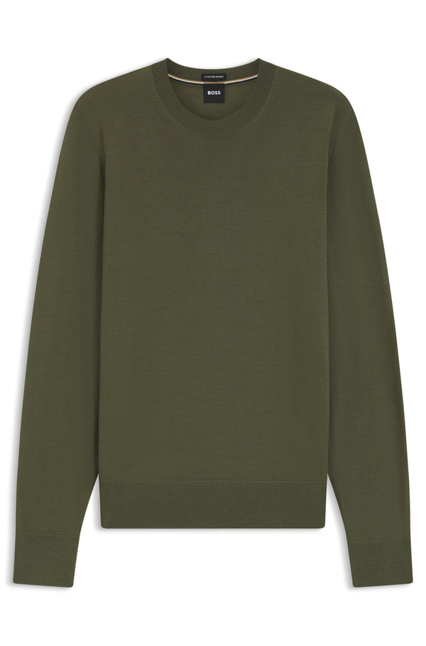Boss Merino-wool sweater in a regular fit - Green