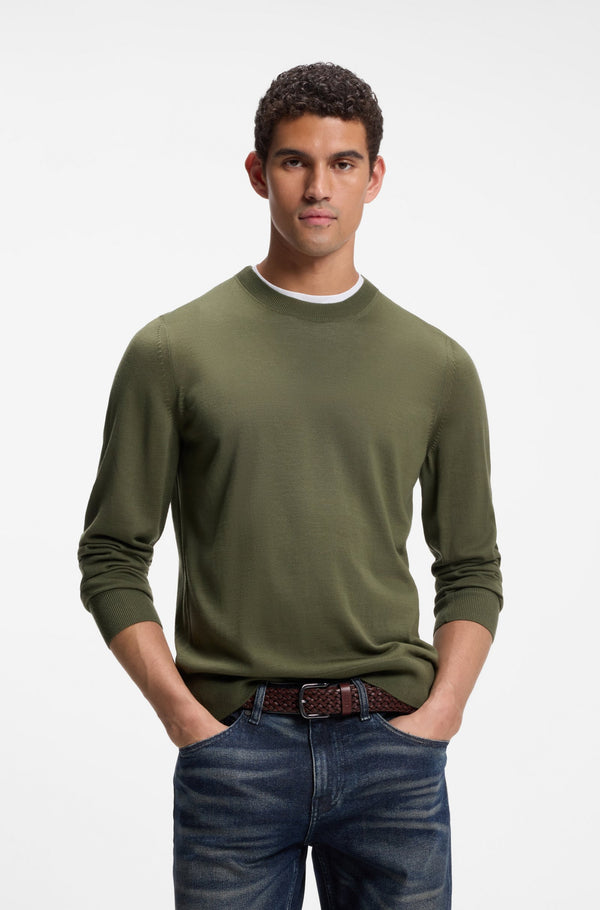 Boss Merino-wool sweater in a regular fit - Green