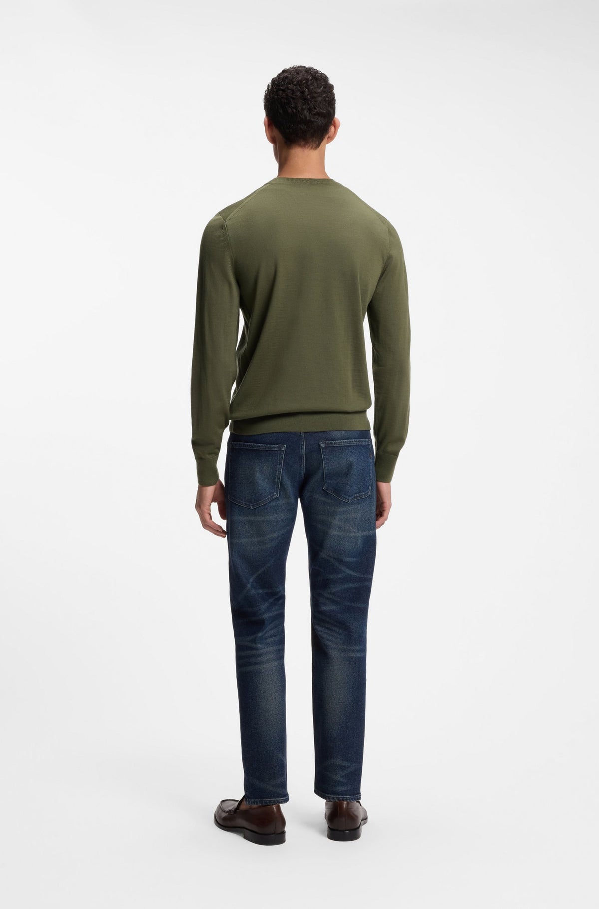 Boss Merino-wool sweater in a regular fit - Green