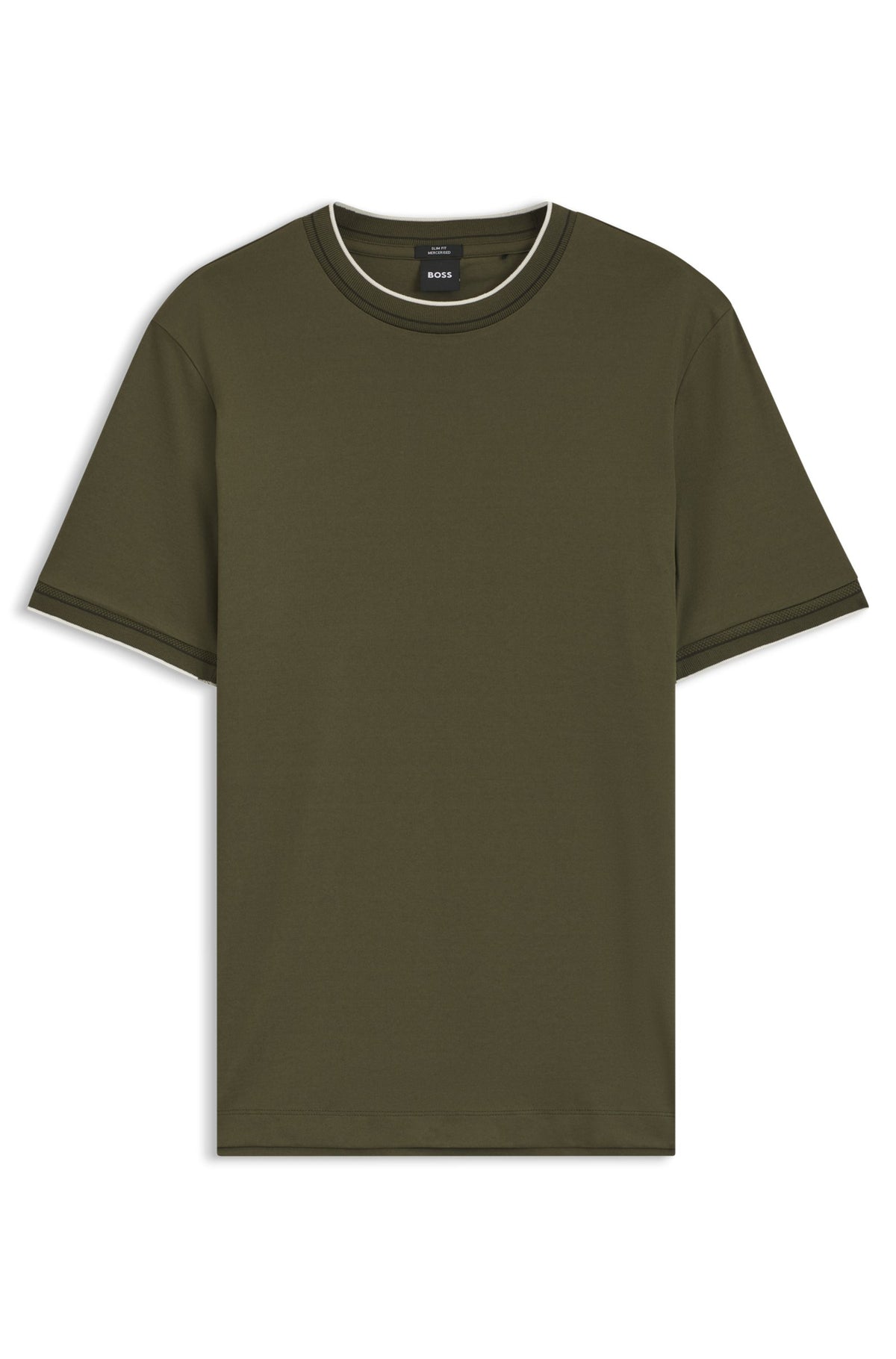 Boss Slim-fit cotton T-shirt with crew neck - Green