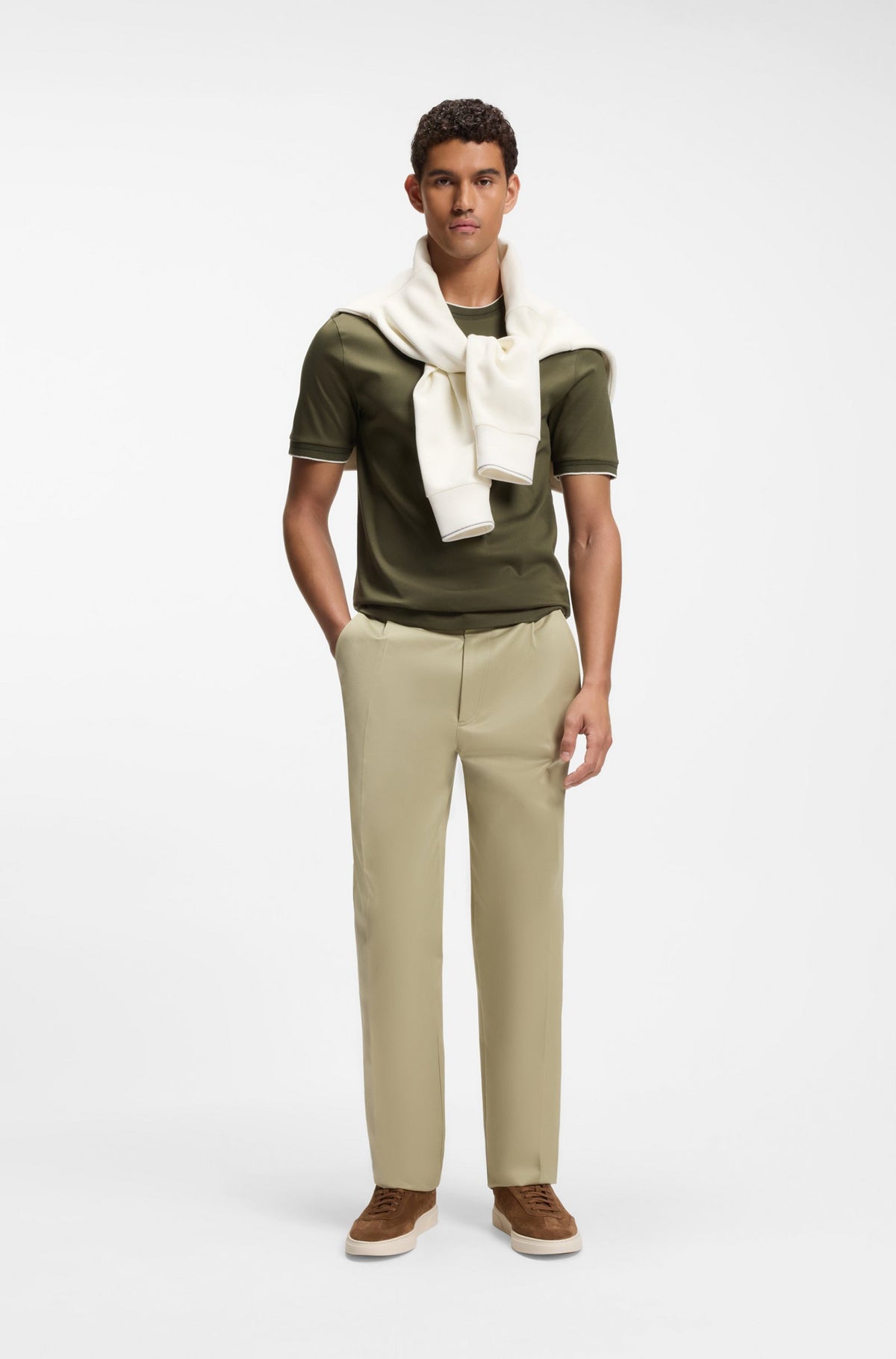 Boss Slim-fit cotton T-shirt with crew neck - Green