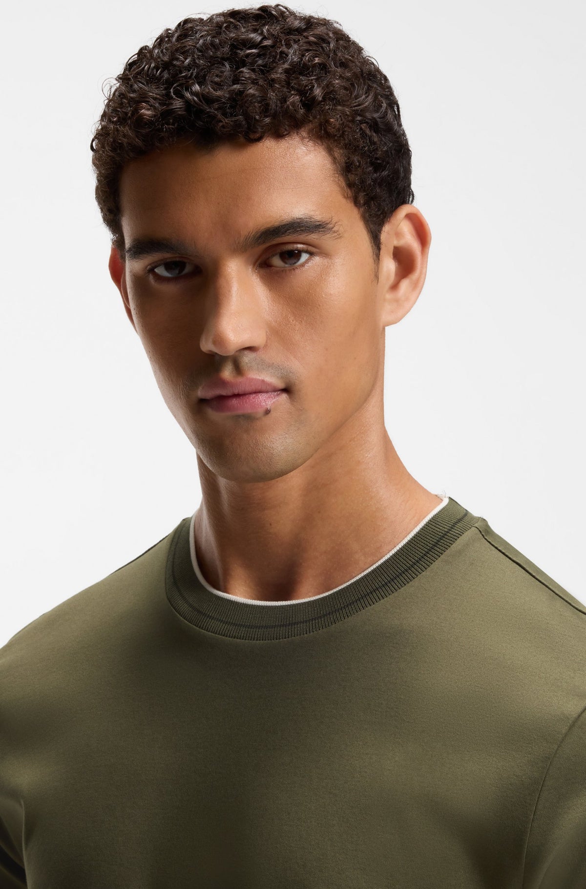 Boss Slim-fit cotton T-shirt with crew neck - Green