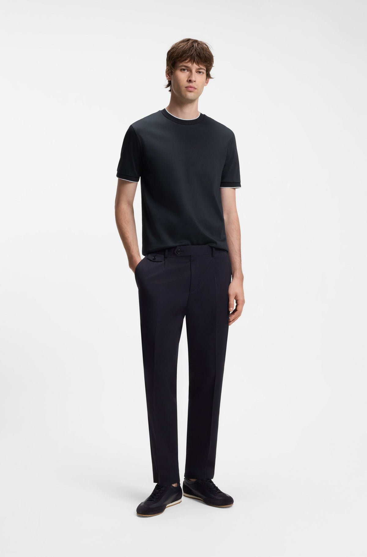 Boss Slim-fit cotton T-shirt with crew neck - Blue