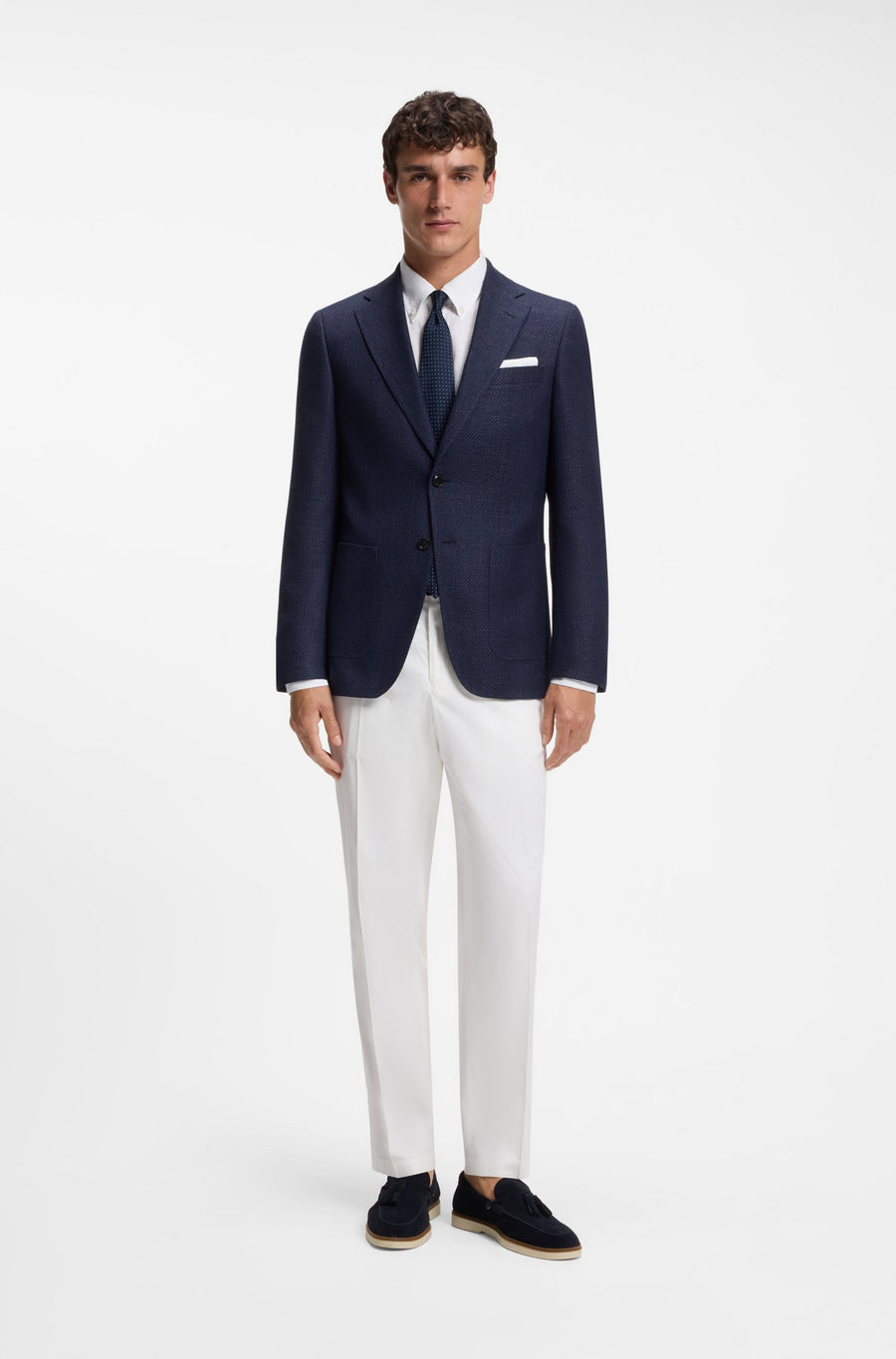 BOSS H-Hutson Slim Fit Virgin Wool Blend Blazer – Blue