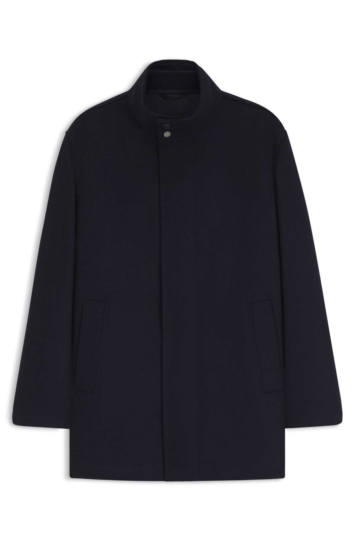 Boss formal coat in Italian fabric with a stand collar - Blue