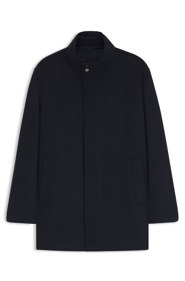 Boss formal coat in Italian fabric with a stand collar - Blue