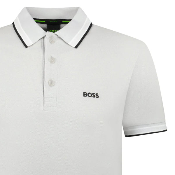 Boss Paddy polo shirt in cotton piqué with logo undercollar  - Grey
