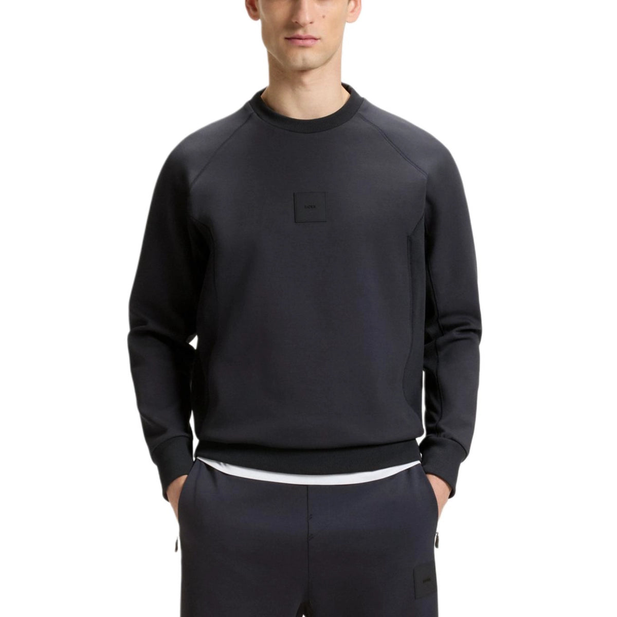 Boss Cotton-blend sweatshirt with stretch - Blue