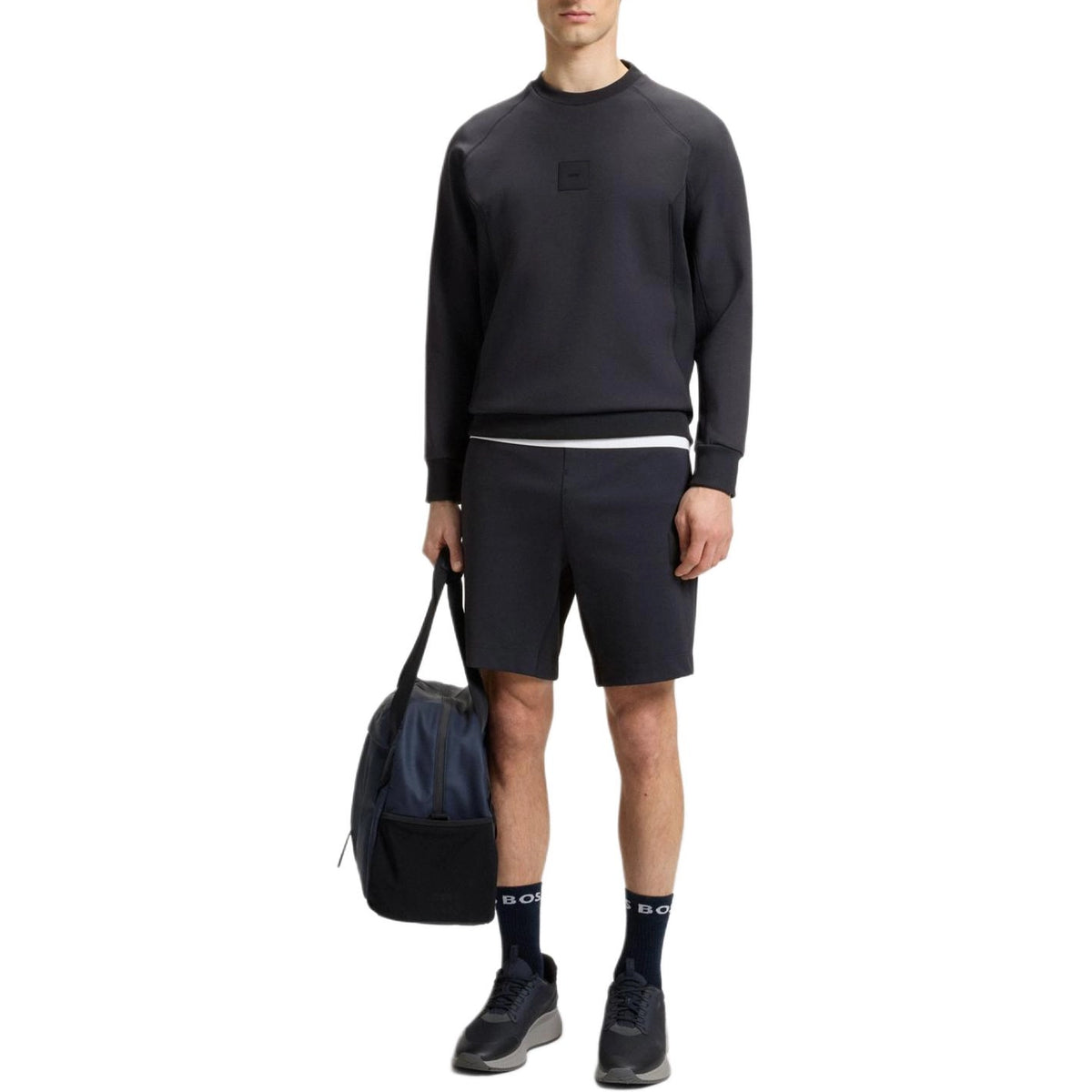 Boss Cotton-blend sweatshirt with stretch - Blue