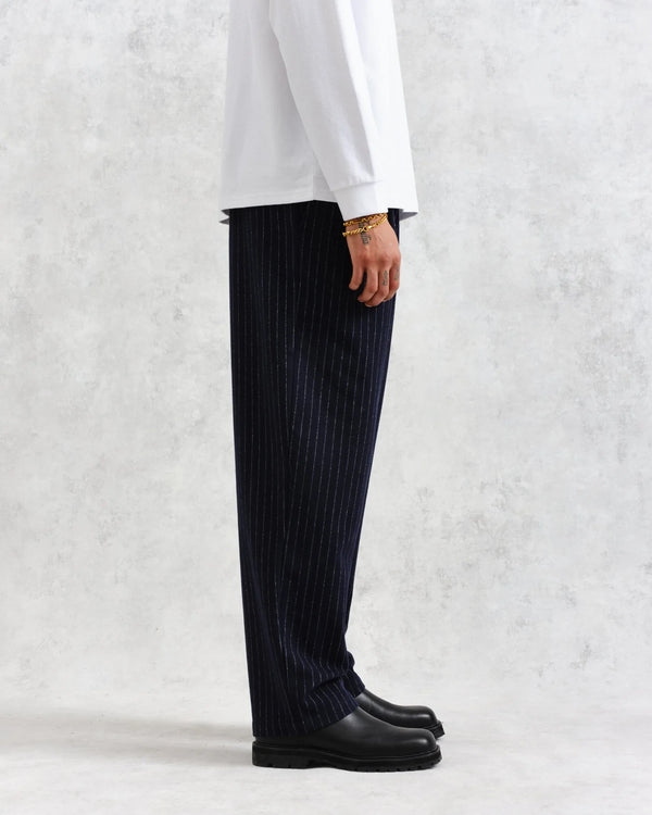 Wax London Balham Trouser Pinstripe Wool - Navy