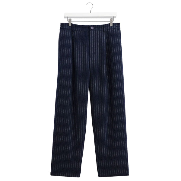 Wax London Balham Trouser Pinstripe Wool - Navy