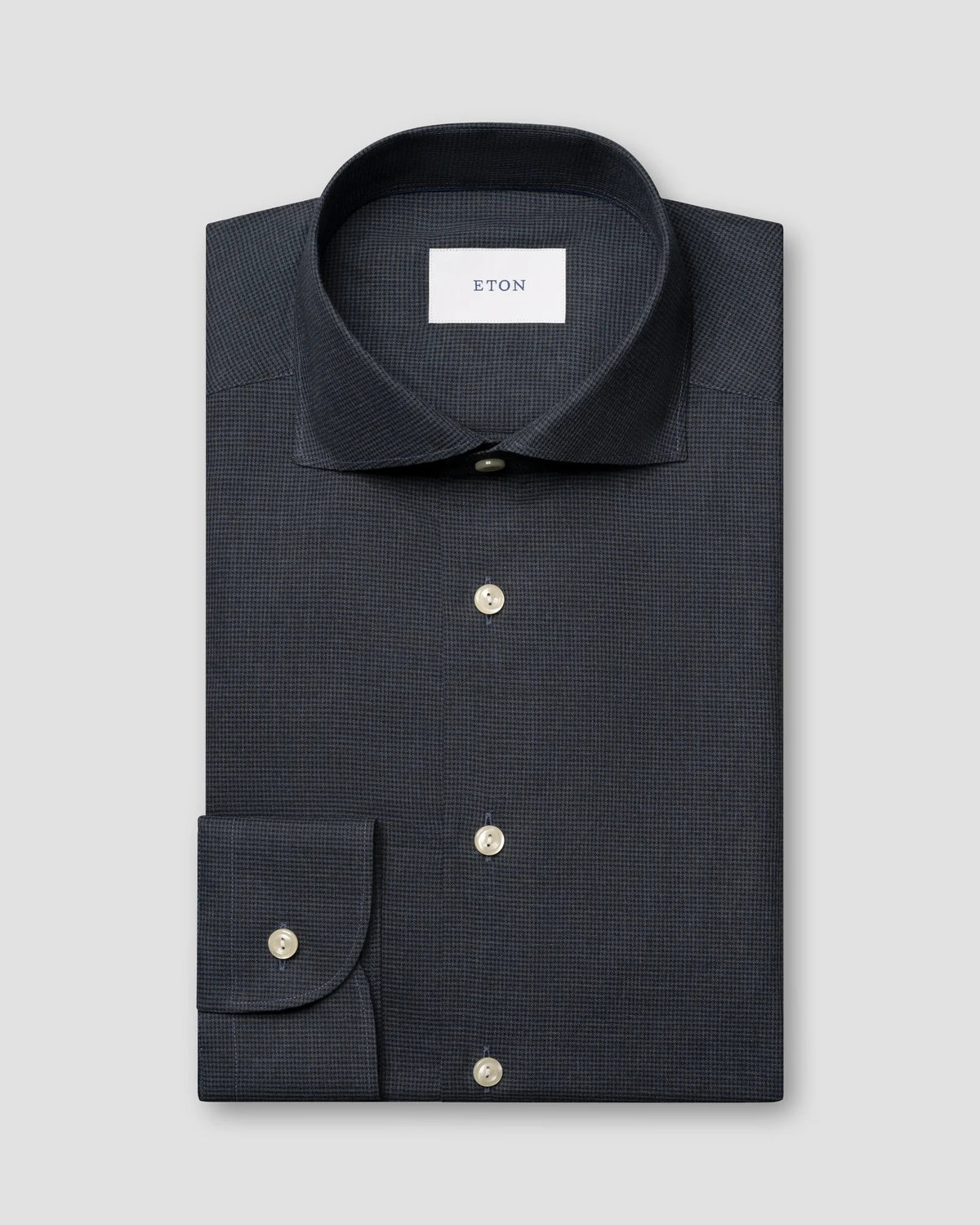 Eton Micro Check Signature Flannel Shirt - Dk Blue