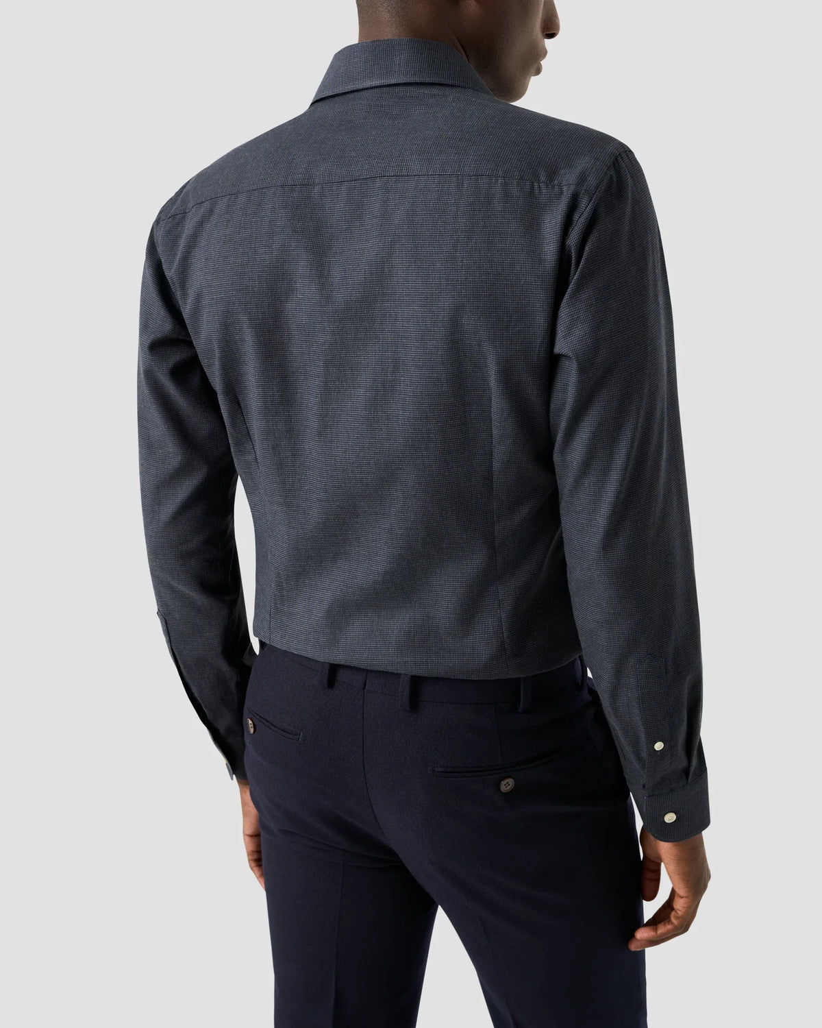 Eton Micro Check Signature Flannel Shirt - Dk Blue