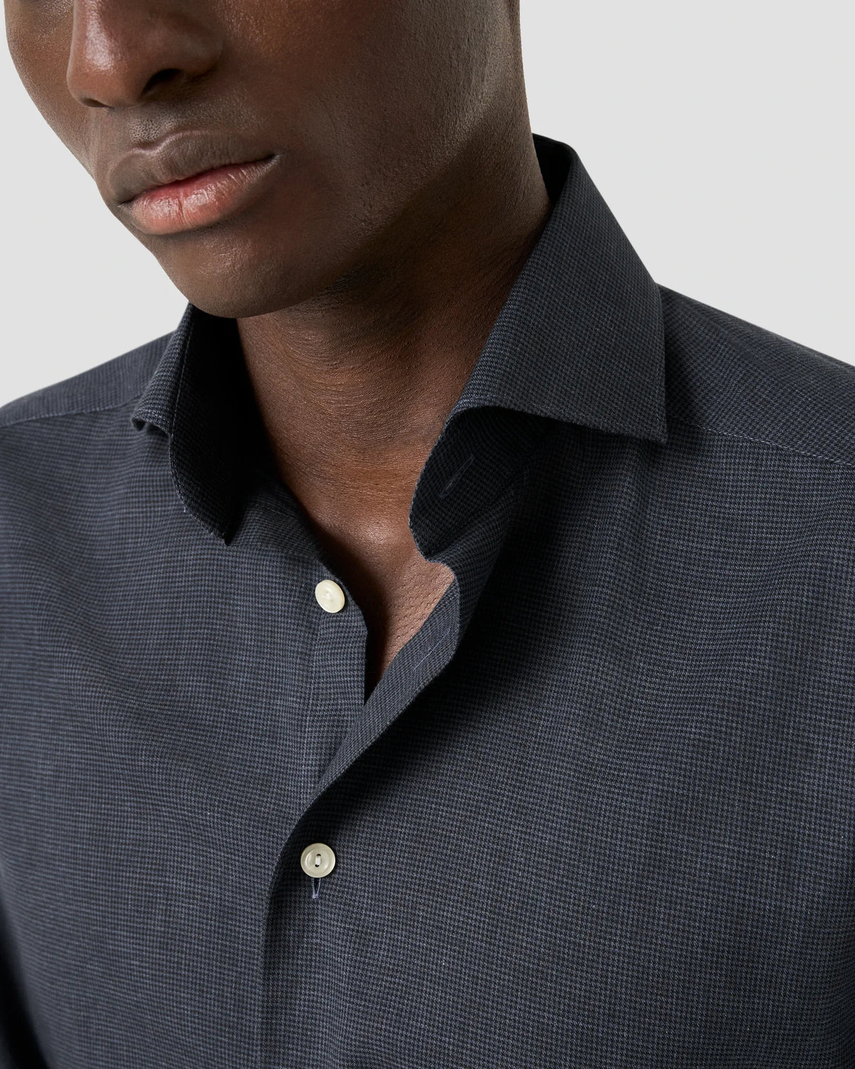 Eton Micro Check Signature Flannel Shirt - Dk Blue