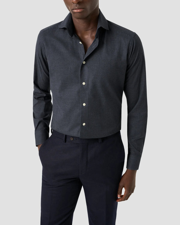 Eton Micro Check Signature Flannel Shirt - Dk Blue