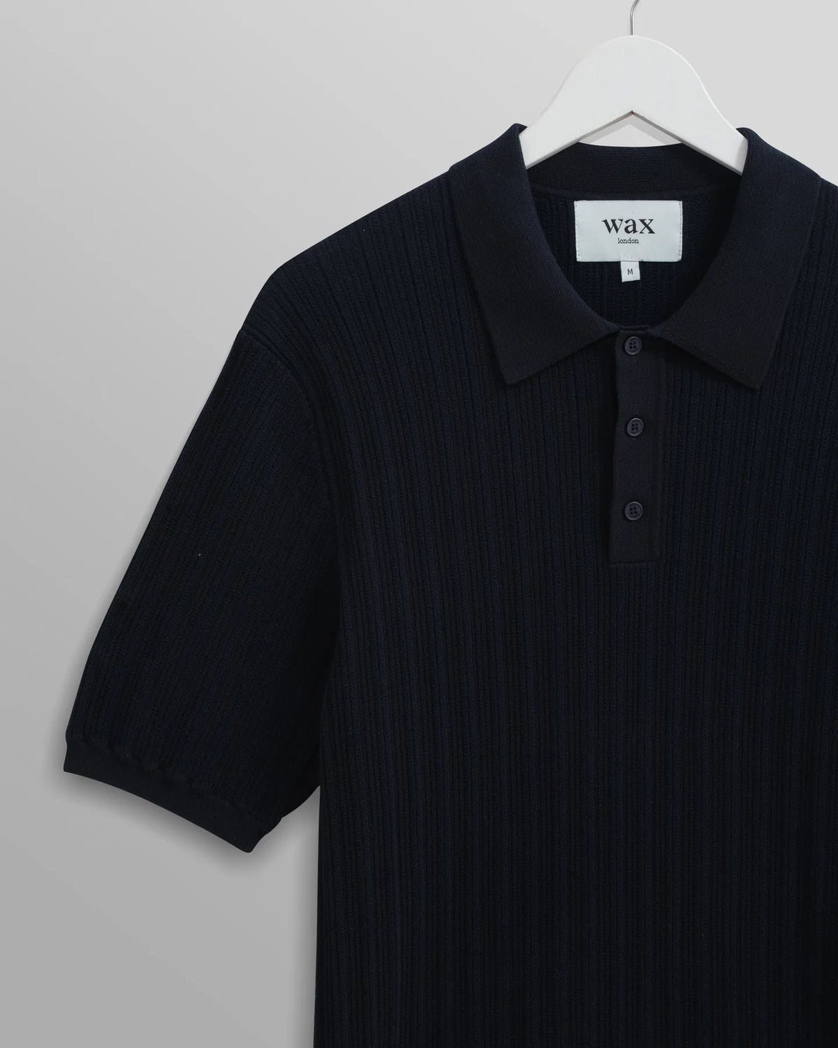 Wax London Naples Textured Knitted Polo Shirt - Midnight Navy