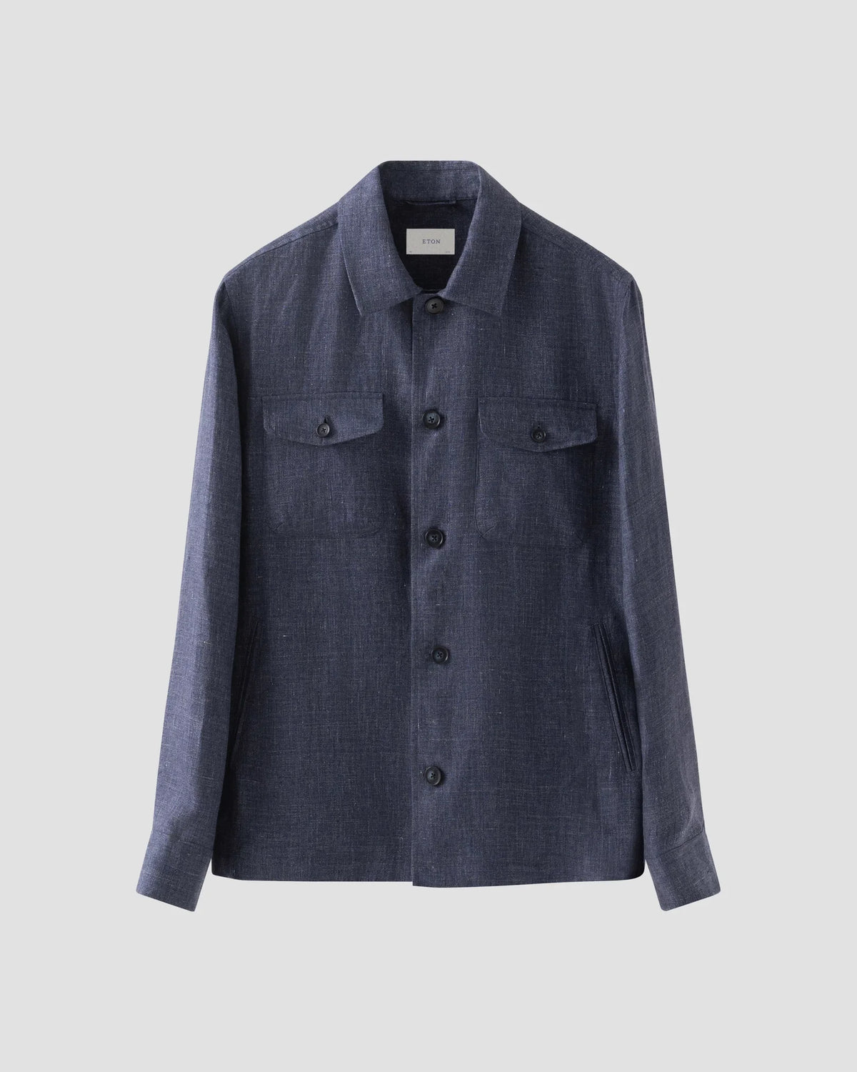 Eton Four Pocket Linen Overshirt - Navy Blue