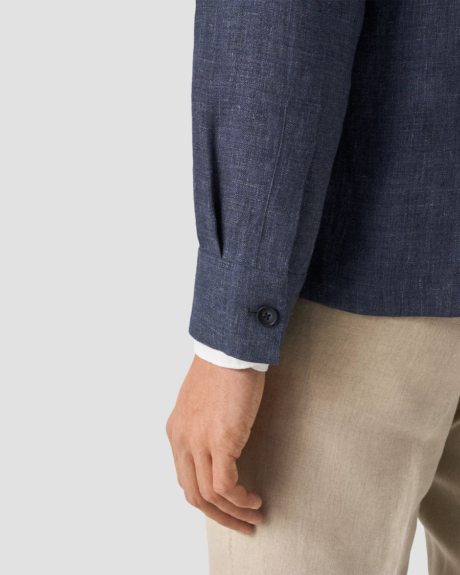 Eton Four Pocket Linen Overshirt – Navy