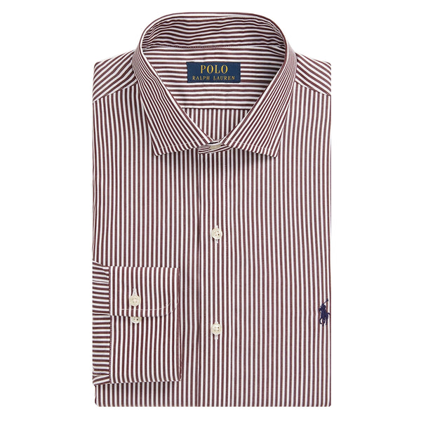 Polo Ralph Lauren Slim Fit Striped Poplin Dress Shirt - Brown