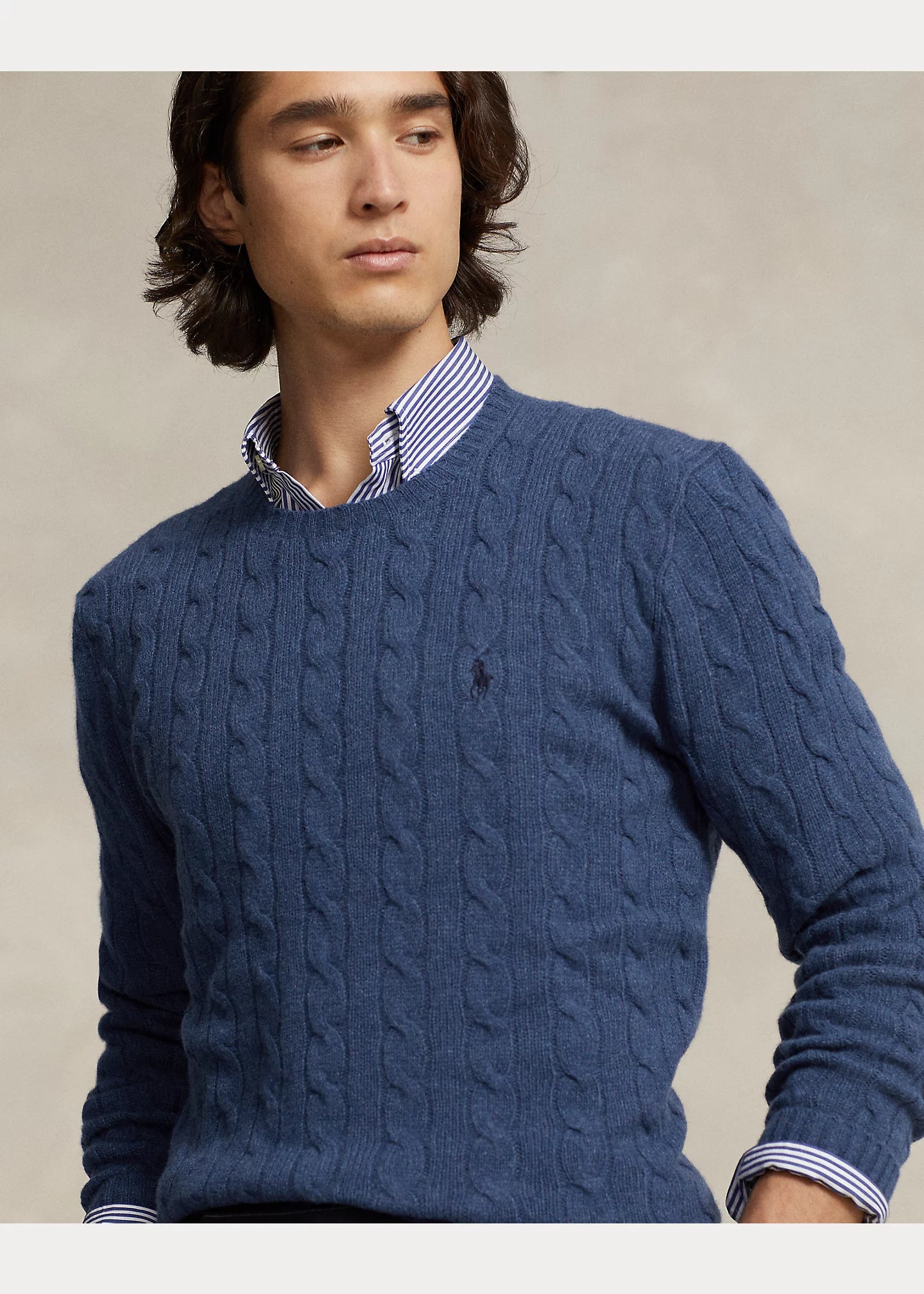 POLO RALPH LAUREN CABLE-KNIT WOOL-CASHMERE CARDIGAN
