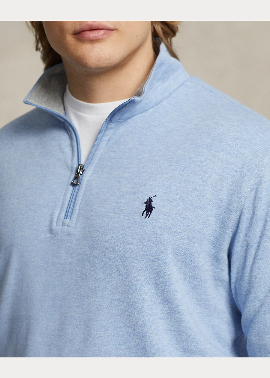 Polo Ralph Lauren Luxury Jersey Quarter-Zip Pullover - Blue