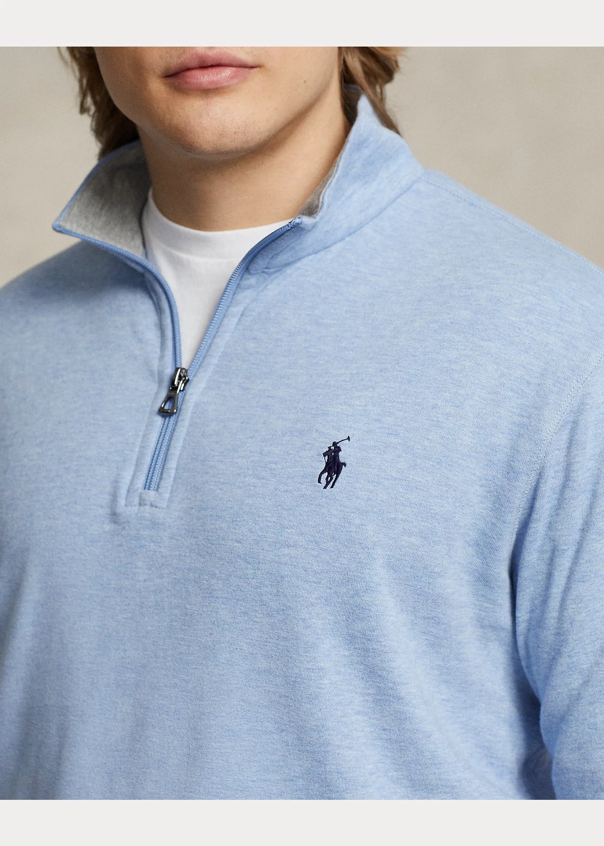 Polo Ralph Lauren Luxury Jersey Quarter-Zip Pullover - Blue