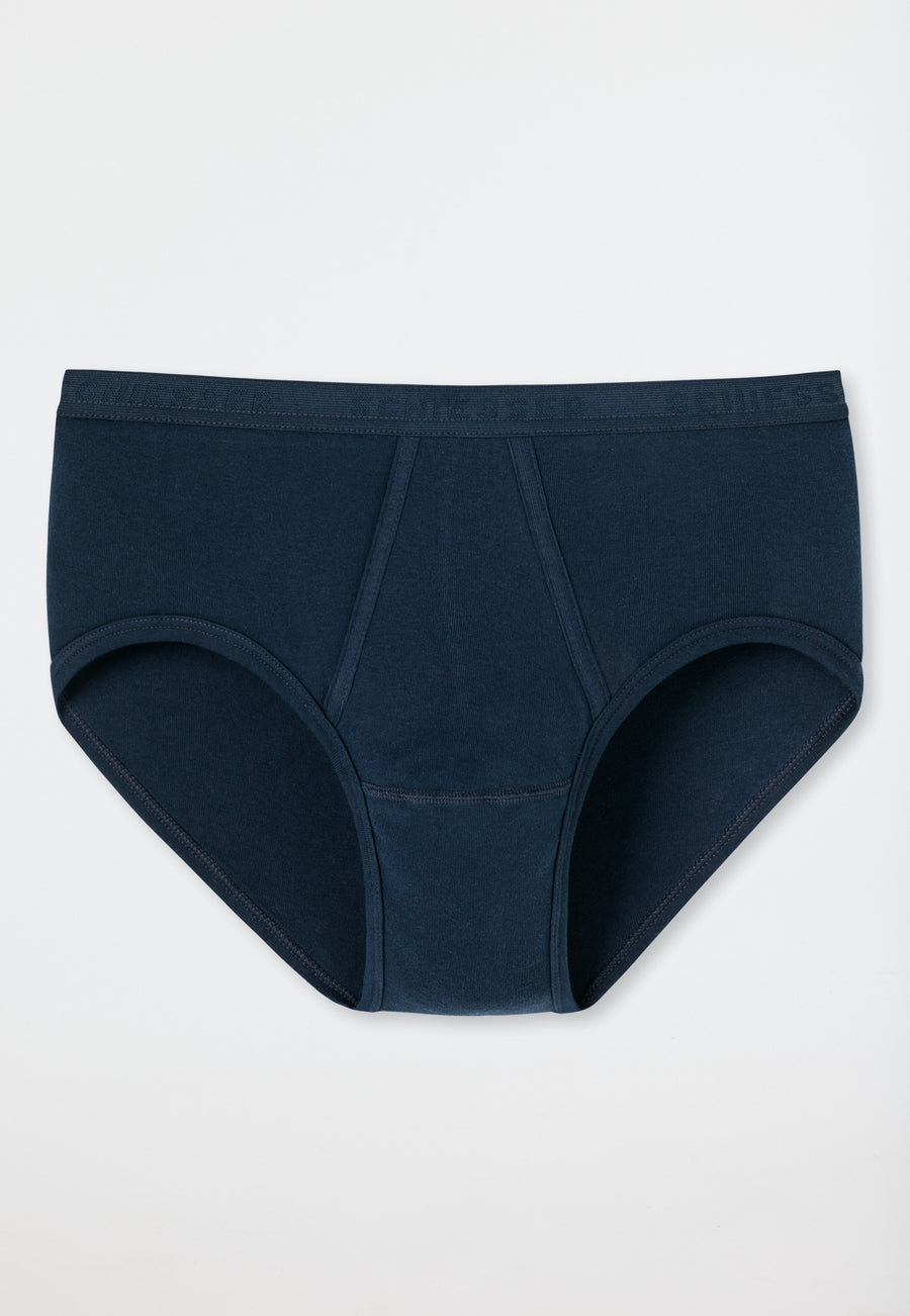 Schiesser Original Classics Fine Rib Briefs with Fly - Navy