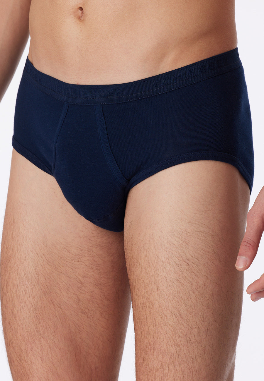 Schiesser Original Classics Fine Rib Briefs with Fly - Navy
