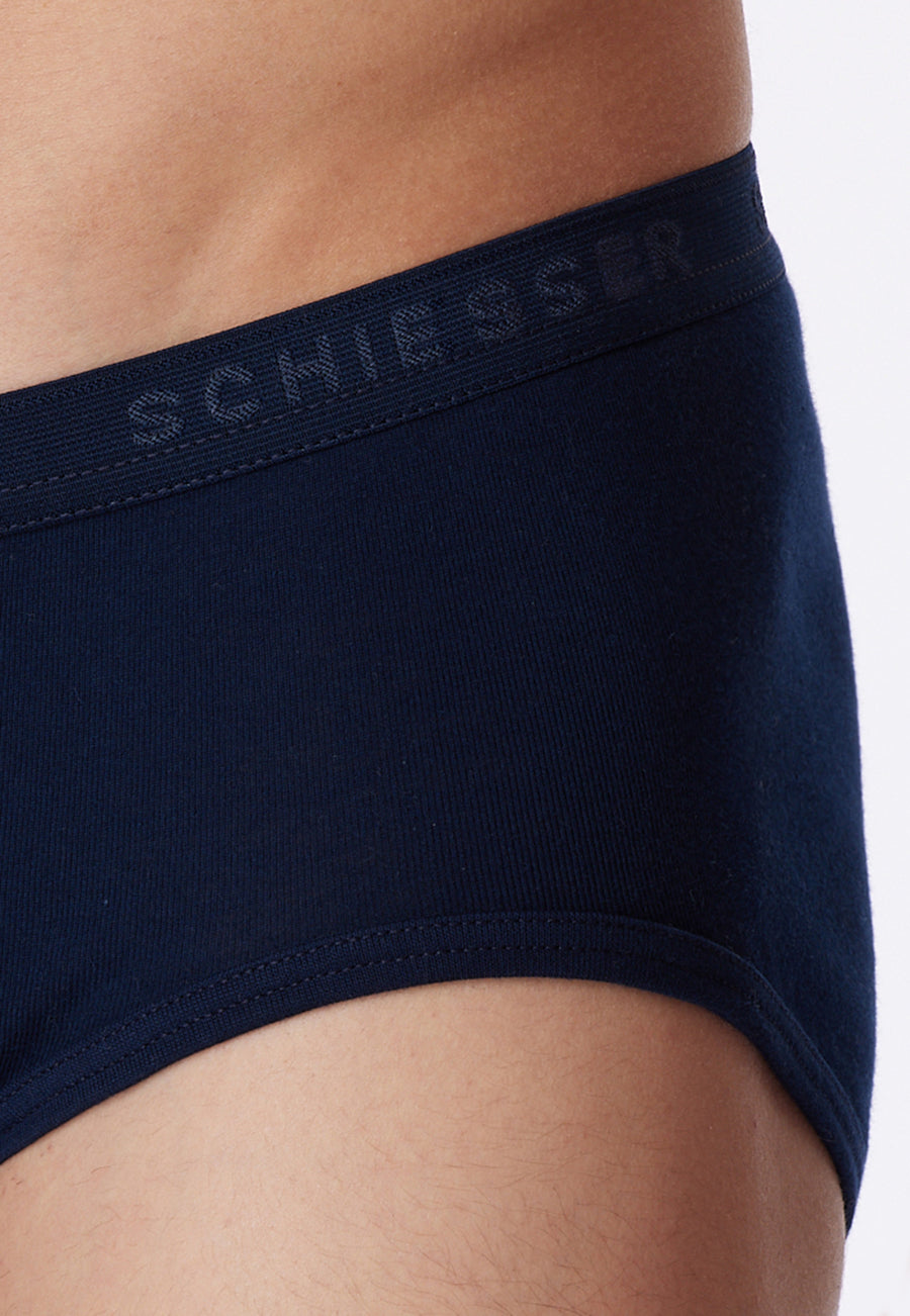 Schiesser Original Classics Fine Rib Briefs with Fly - Navy