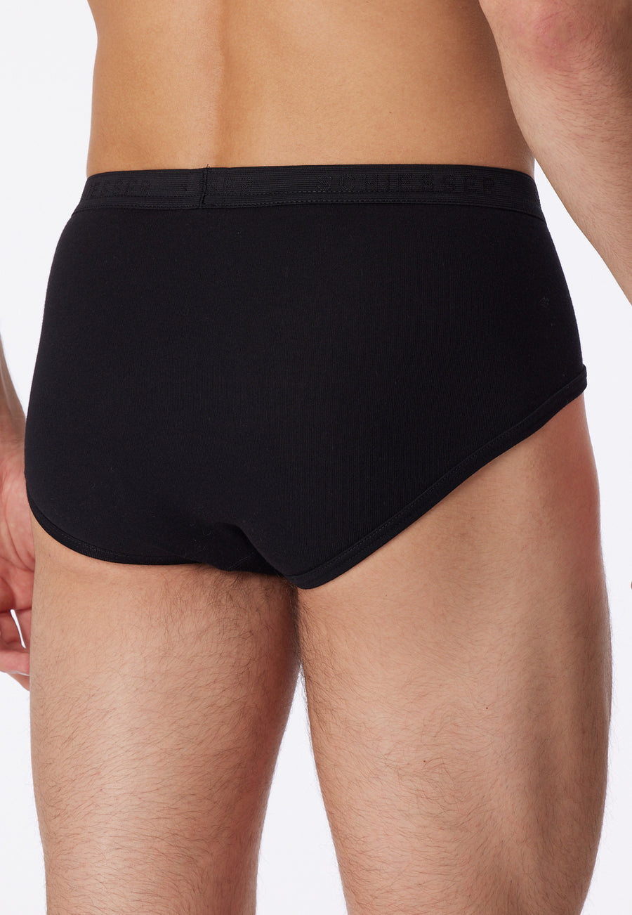 Schiesser Original Classics Fine Rib Briefs with Fly - Black
