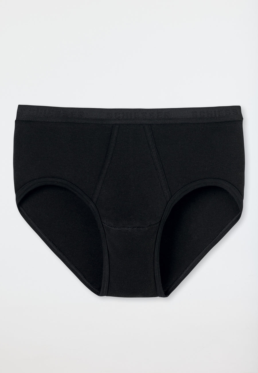 Schiesser Original Classics Fine Rib Briefs with Fly - Black