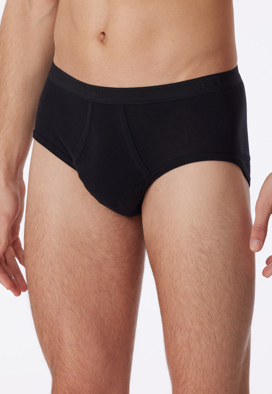Schiesser Original Classics Fine Rib Briefs with Fly - Black