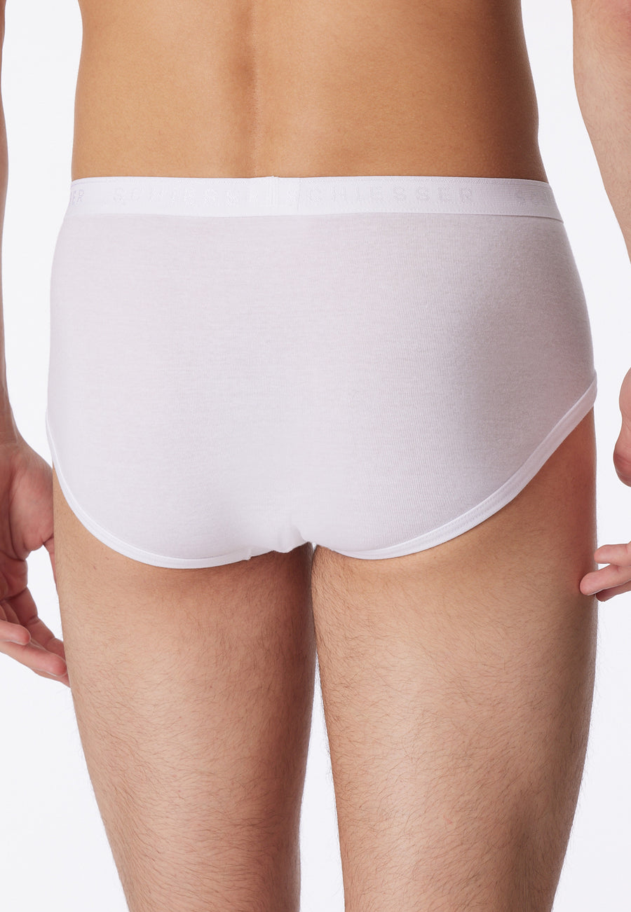 Schiesser Original Classics Fine Rib Briefs with Fly - White