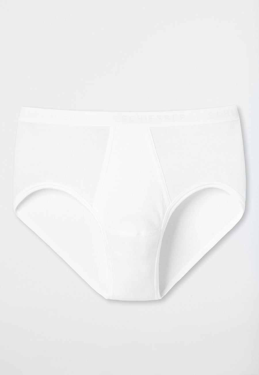 Schiesser Original Classics Fine Rib Briefs with Fly - White