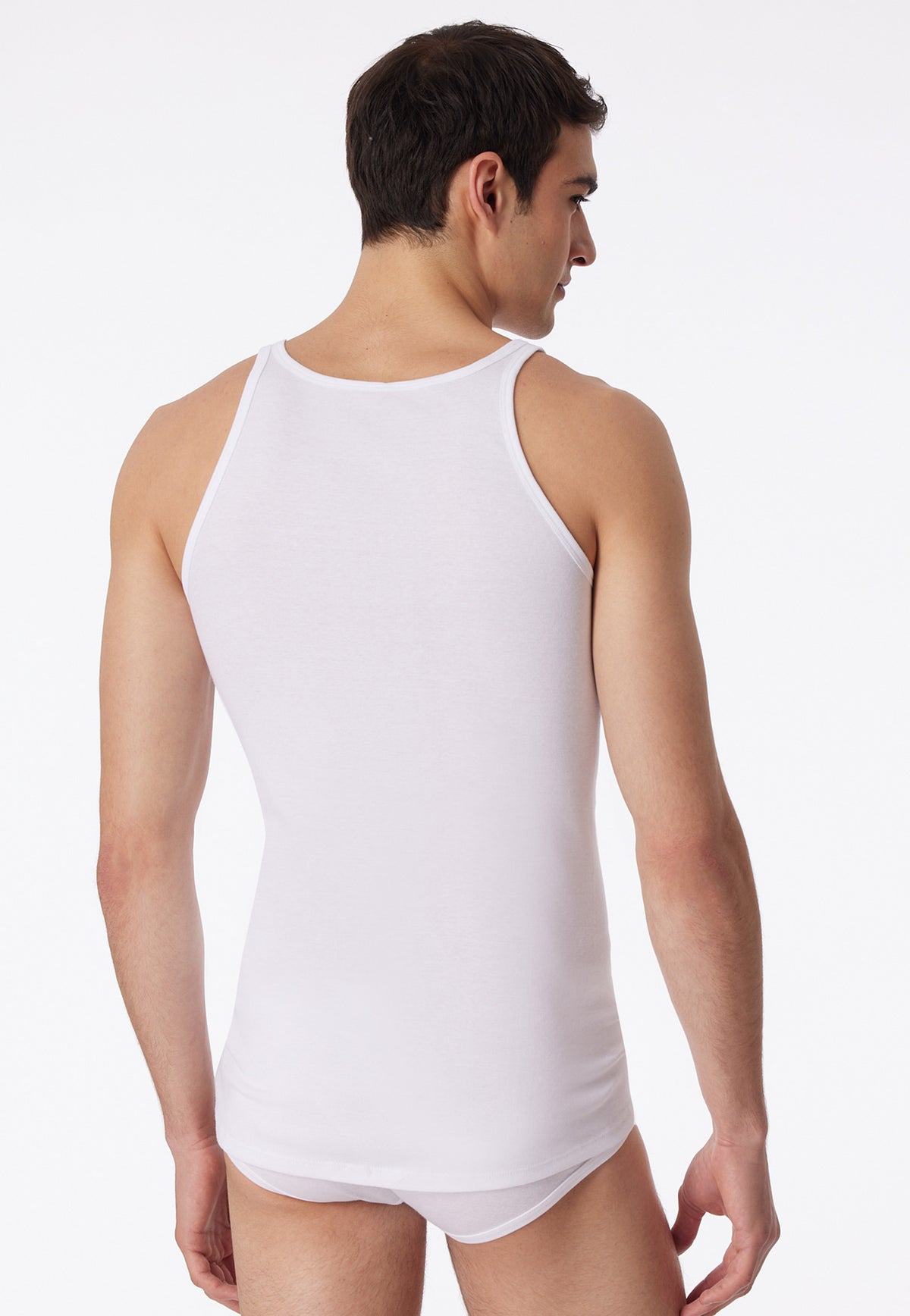 Schiesser Fine ribbed white undershirt vest - White