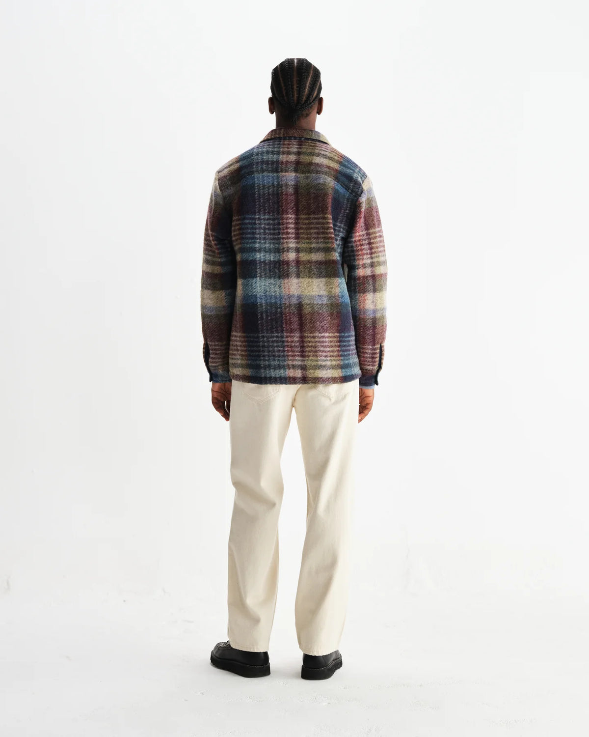 Wax London Whiting Overshirt Wool Blend Check Blue/Multi