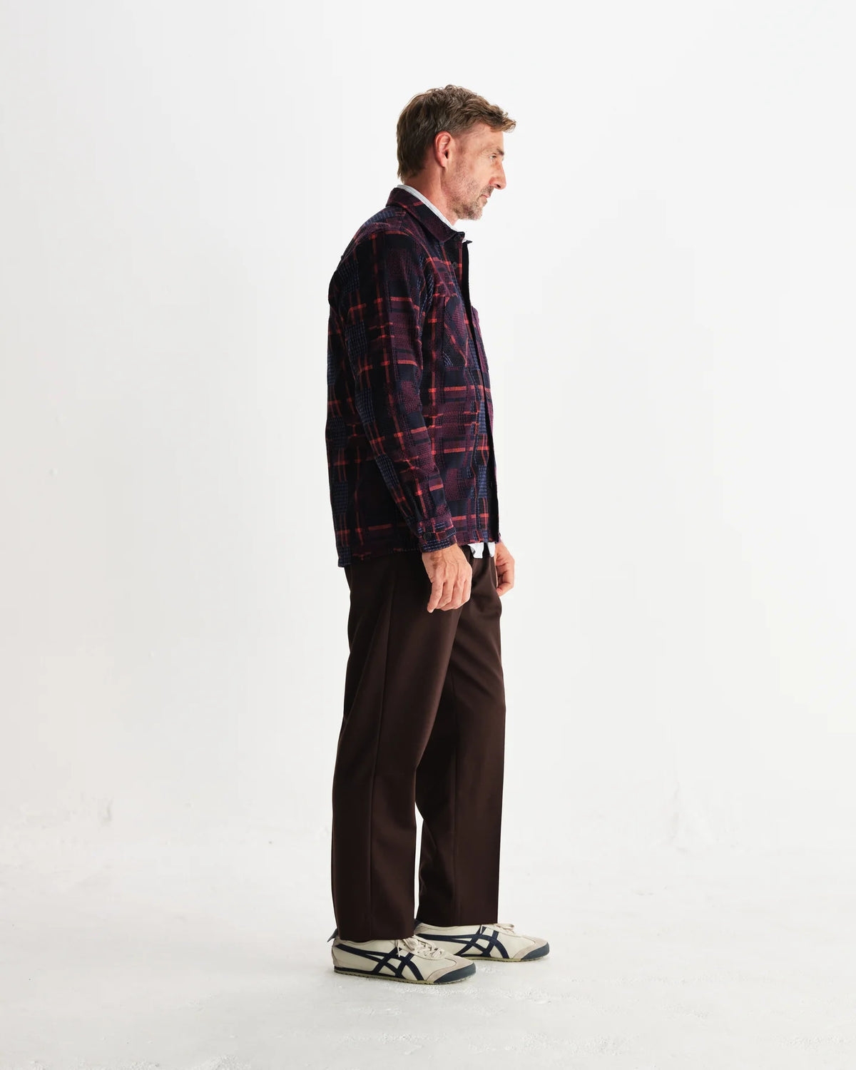 Wax London Whiting Overshirt Glitch Check - Burgundy
