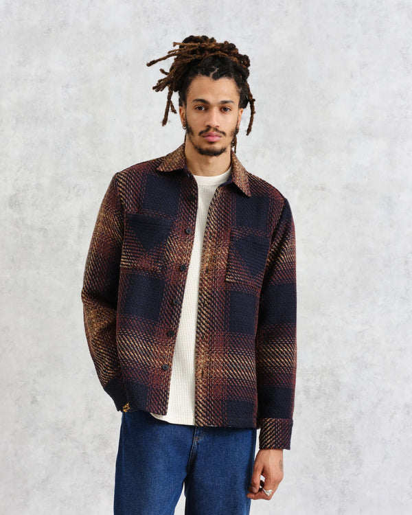 Wax London Whiting Overshirt - Ombre Giant Windpipe Navy/Caramel