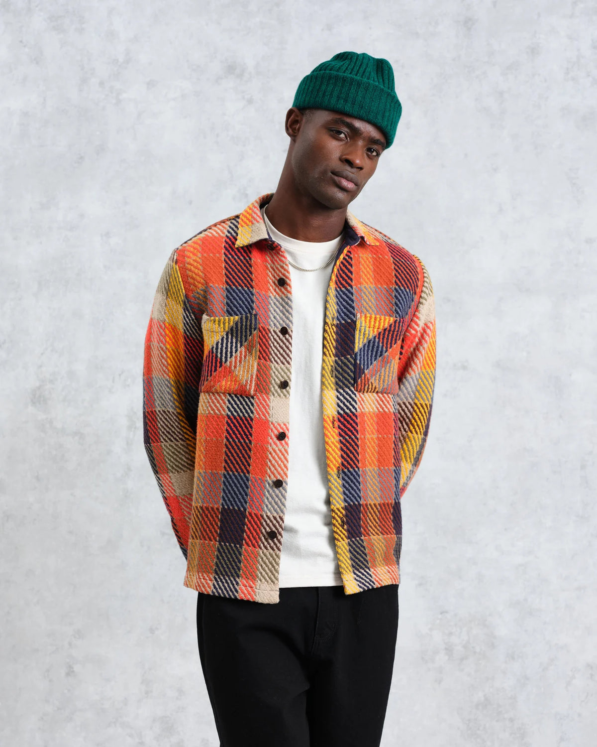 Wax London Whiting Orange Pike Check Overshirt - Orange