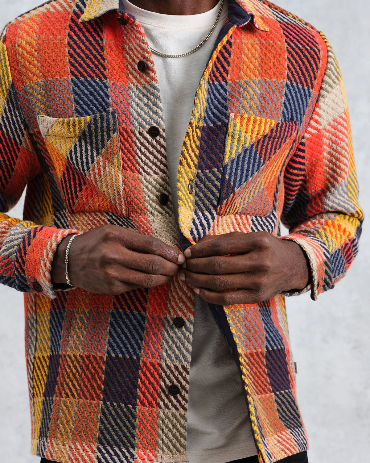 Wax London Whiting Orange Pike Check Overshirt - Orange