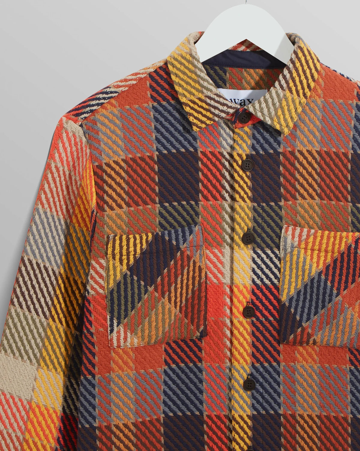 Wax London Whiting Orange Pike Check Overshirt - Orange