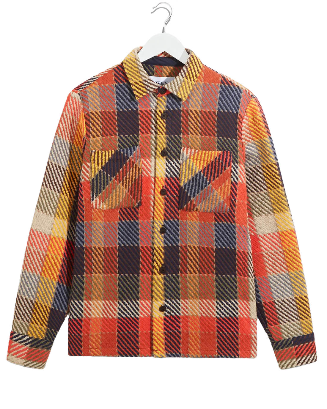 Wax London Whiting Orange Pike Check Overshirt - Orange