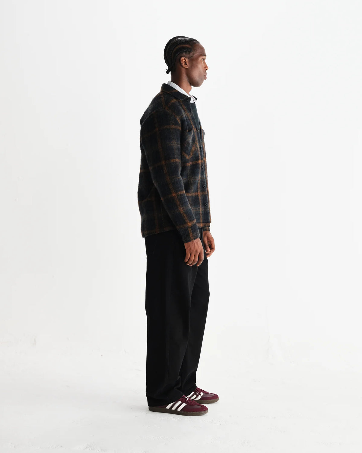 Wax London Whiting Overshirt Drawn Check Teal/Orange